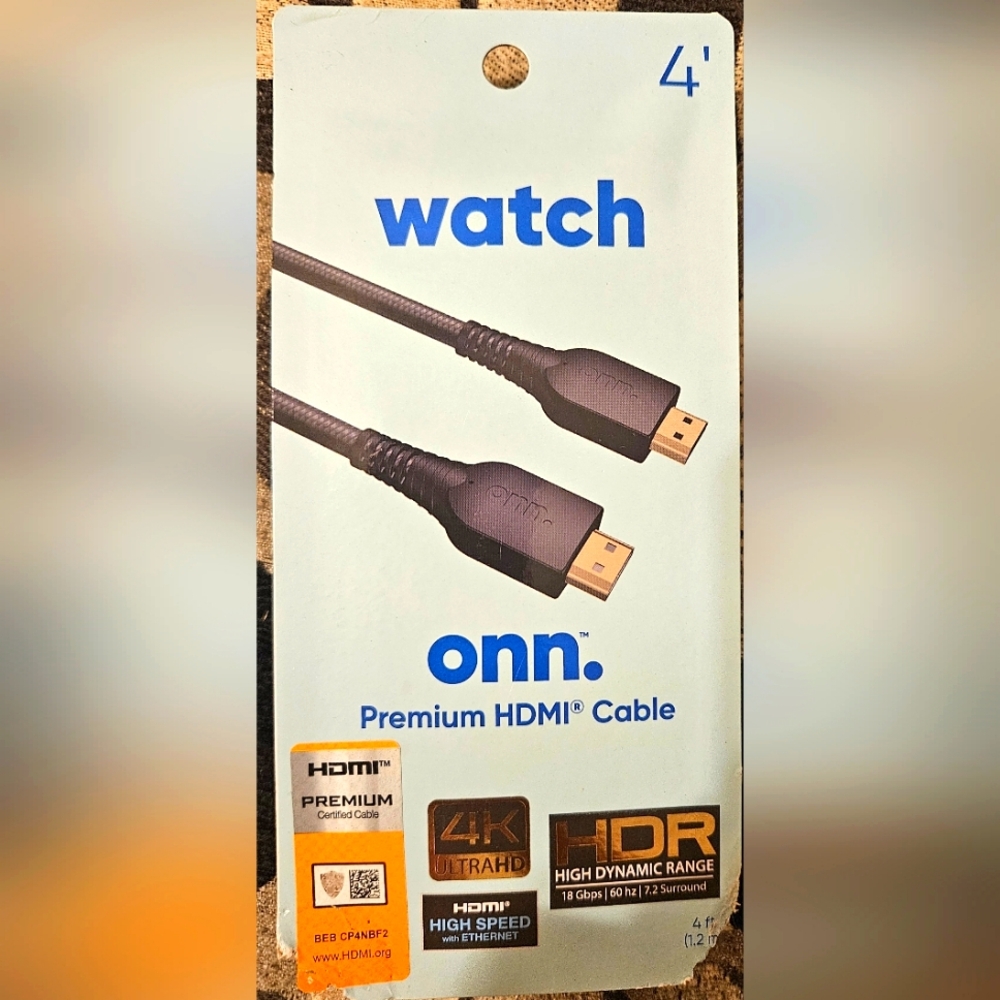 Premium HDMI Cable Watch Onn. 4' long black